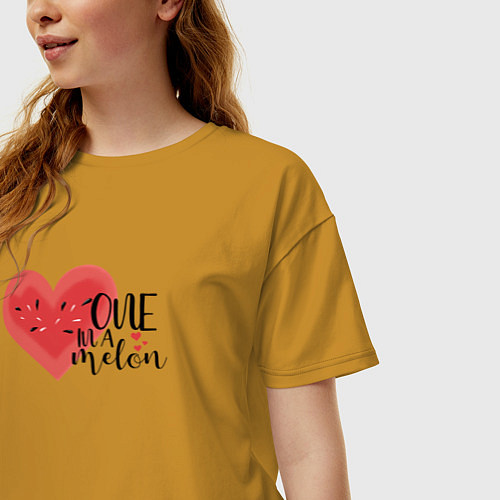 Женская футболка оверсайз Fem One in a melon / Горчичный – фото 3