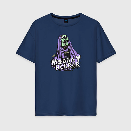 Женская футболка оверсайз Midday Horror / Тёмно-синий – фото 1