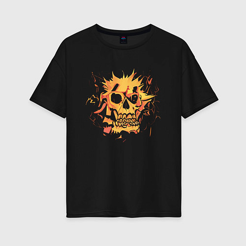 Женская футболка оверсайз The Golden Skull / Черный – фото 1