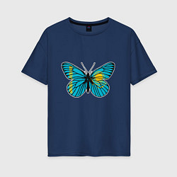 Футболка оверсайз женская Бабочка - Казахстан, цвет: тёмно-синий