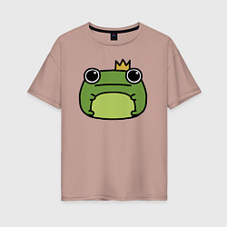 Футболка оверсайз женская Frog Lucky король, цвет: пыльно-розовый