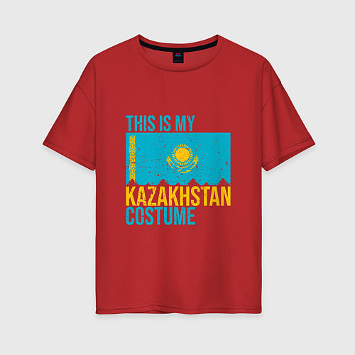 Женская футболка оверсайз Казахстанскйи костюм / Красный – фото 1