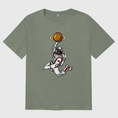 Женская футболка оверсайз Космический баскетболист / Авокадо – фото 1