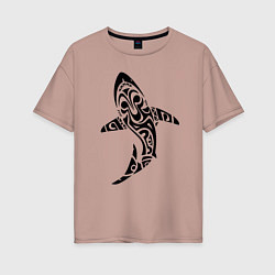 Женская футболка оверсайз Sharks tattoo