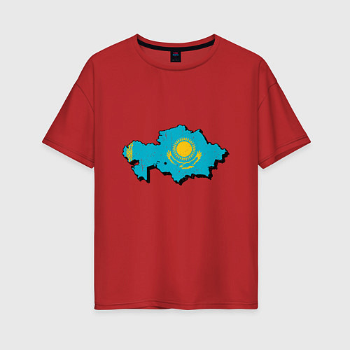 Женская футболка оверсайз Казахстан - Карта / Красный – фото 1