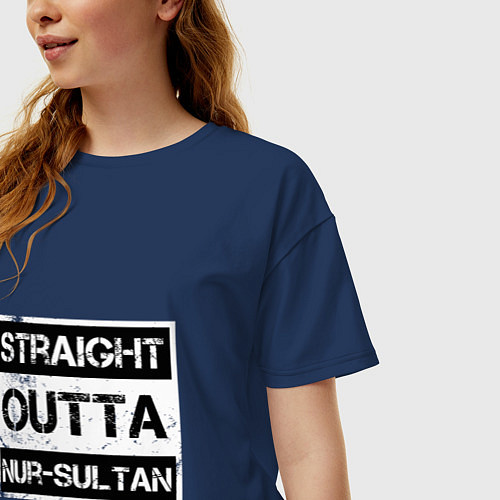 Женская футболка оверсайз Нур-Султан / Тёмно-синий – фото 3