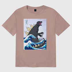 Футболка оверсайз женская Godzilla in The Waves Eastern, цвет: пыльно-розовый