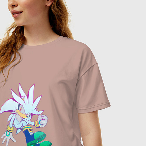 Женская футболка оверсайз Ёж Сильвер sonic 003 / Пыльно-розовый – фото 3