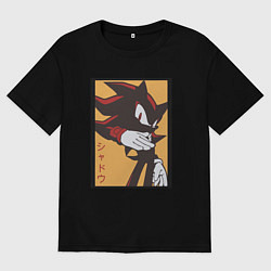 Футболка оверсайз женская Ёж Шэдоу 006, цвет: черный