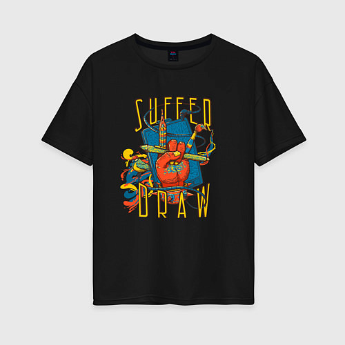 Женская футболка оверсайз Suffer & Draw / Черный – фото 1