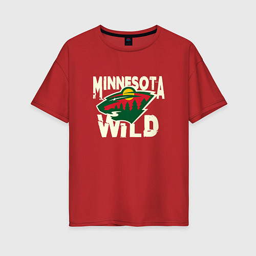 Женская футболка оверсайз Миннесота Уайлд, Minnesota Wild / Красный – фото 1