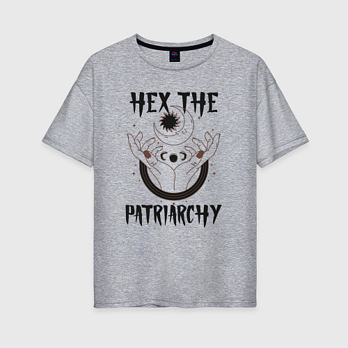 Женская футболка оверсайз Hex the patriarchy / Меланж – фото 1