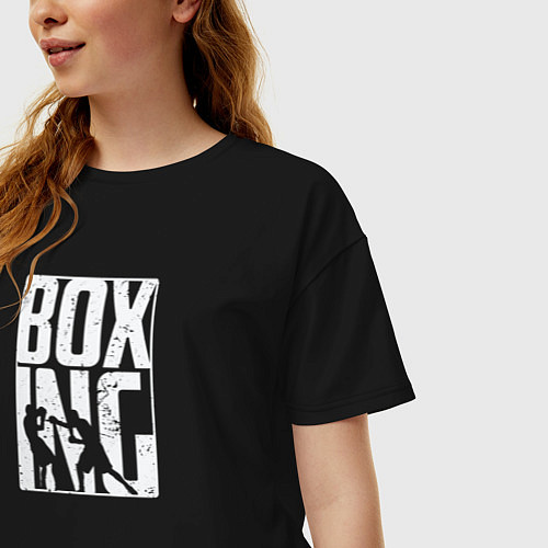 Женская футболка оверсайз Boxing бой / Черный – фото 3