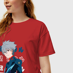 Футболка оверсайз женская Евангелион Neon Genesis Evangelion, Kaworu Nagisa, цвет: красный — фото 2