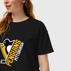 Футболка оверсайз женская Pittsburgh Penguins Питтсбург Пингвинз, цвет: черный — фото 2