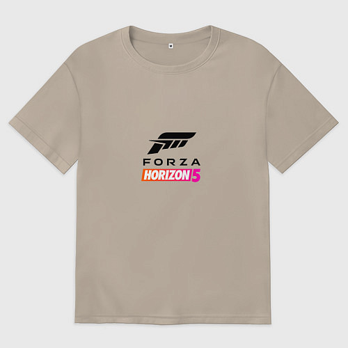 Женская футболка оверсайз Forza Horizon 5 Logo black / Миндальный – фото 1
