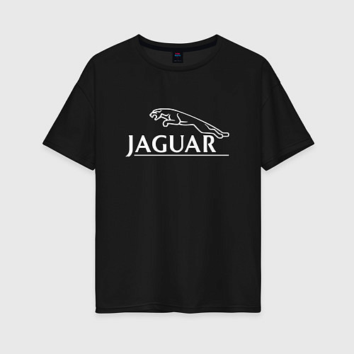 Женская футболка оверсайз Jaguar, Ягуар Логотип / Черный – фото 1