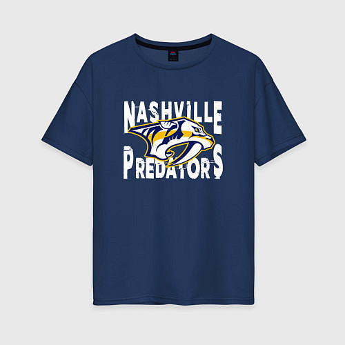 Женская футболка оверсайз Nashville Predators, Нэшвилл Предаторз / Тёмно-синий – фото 1