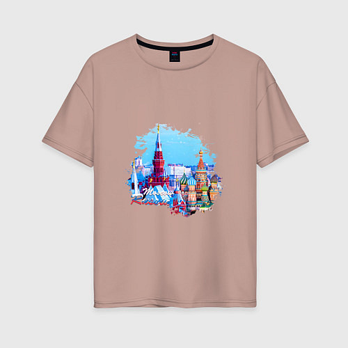 Женская футболка оверсайз Москва Россия Туризм / Пыльно-розовый – фото 1