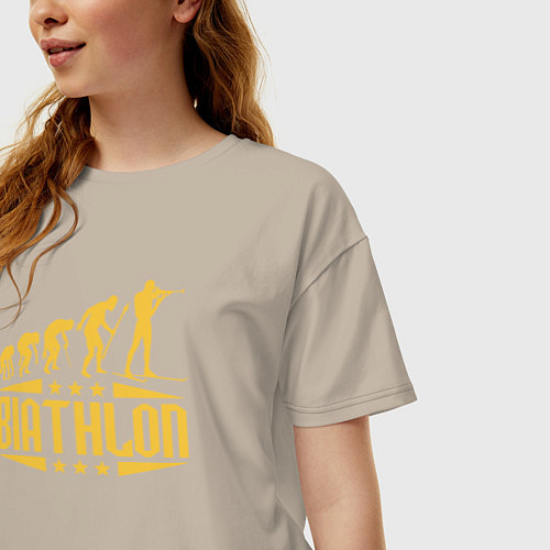 Женская футболка оверсайз Биатлон эволюция / Миндальный – фото 3