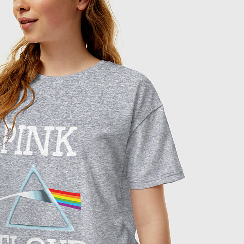 Женская футболка оверсайз PINK FLOYD - ПИНК ФЛОЙД ЛОГОТИП / Меланж – фото 3