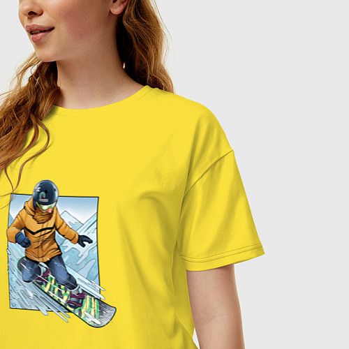 Женская футболка оверсайз Арт Сноубордиста! / Желтый – фото 3