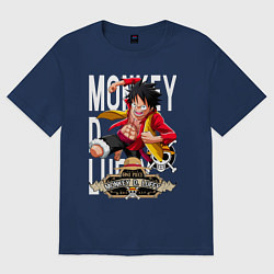 Футболка оверсайз женская One Piece Monkey Большой Куш Манки, цвет: тёмно-синий