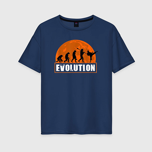 Женская футболка оверсайз Карате эволюция / Тёмно-синий – фото 1