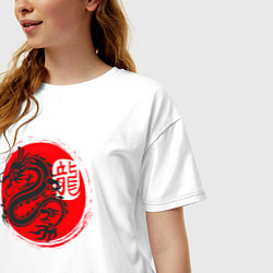 Футболка оверсайз женская Ниндзя дракон Япония, цвет: белый — фото 2