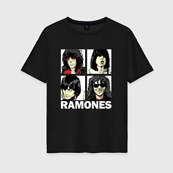 Женская футболка оверсайз Ramones, Рамонес Портреты