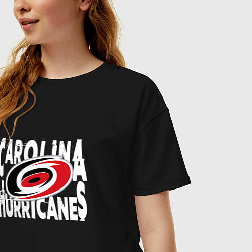 Женская футболка оверсайз Каролина Харрикейнз, Carolina Hurricanes / Черный – фото 3