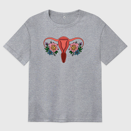 Женская футболка оверсайз Матка - цветы / Меланж – фото 1