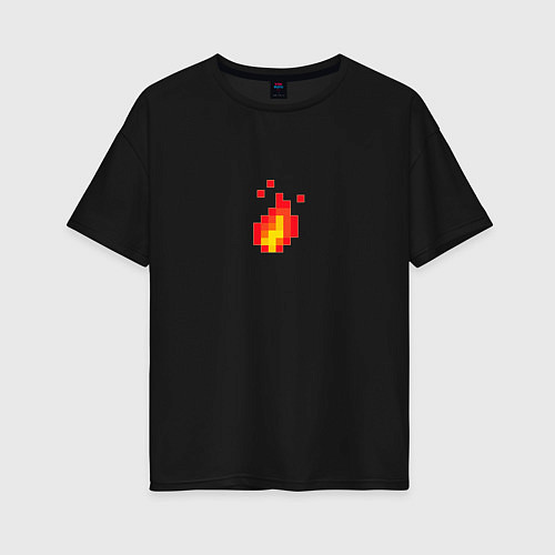 Женская футболка оверсайз 8 Bit Digital Fire / Черный – фото 1