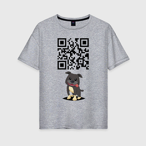 Женская футболка оверсайз Sex, milk, rock n roll! QR code! / Меланж – фото 1