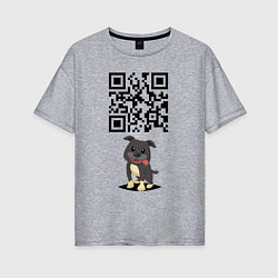 Футболка оверсайз женская Sex, milk, rock n roll! QR code!, цвет: меланж