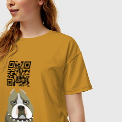 Футболка оверсайз женская Даже и не думай! QR- code!, цвет: горчичный — фото 2