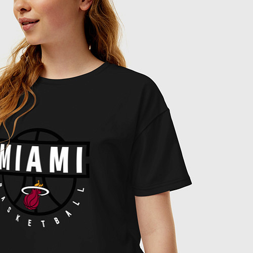 Женская футболка оверсайз MIAMI HEAT NBA МАЯМИ ХИТ НБА / Черный – фото 3