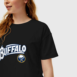 Футболка оверсайз женская Баффало Сейберз , Buffalo Sabres, цвет: черный — фото 2