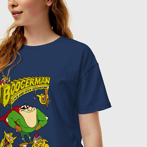 Женская футболка оверсайз Booger boy / Тёмно-синий – фото 3