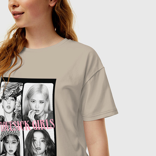 Женская футболка оверсайз Blackpink K-pop / Миндальный – фото 3