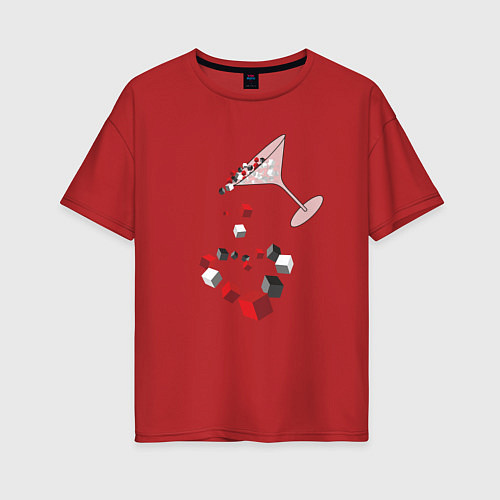 Женская футболка оверсайз Сердце в бокале / Красный – фото 1