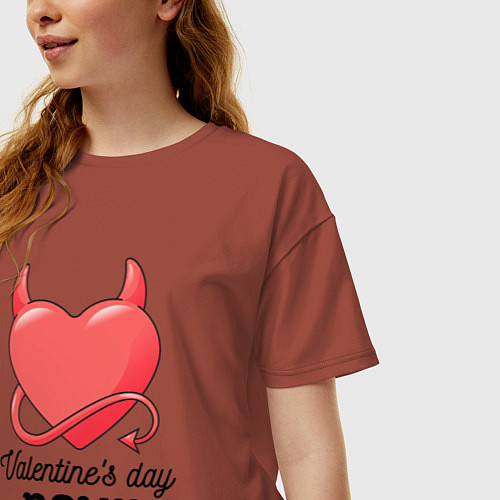 Женская футболка оверсайз Valentines Day Devil / Кирпичный – фото 3