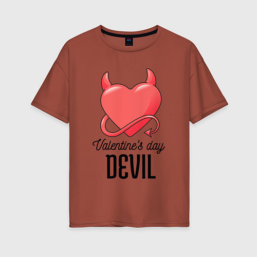 Женская футболка оверсайз Valentines Day Devil / Кирпичный – фото 1