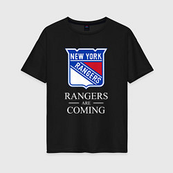 Футболка оверсайз женская Rangers are coming, Нью Йорк Рейнджерс, New York R, цвет: черный