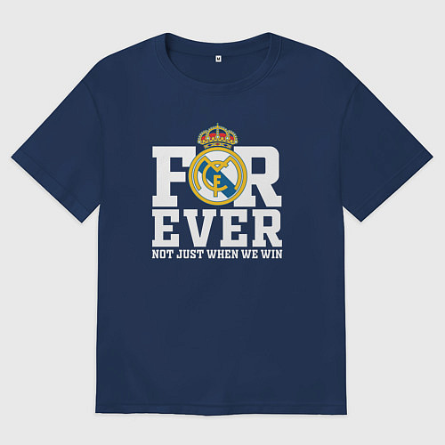 Женская футболка оверсайз Real Madrid, Реал Мадрид FOREVER NOT JUST WHEN WE / Тёмно-синий – фото 1