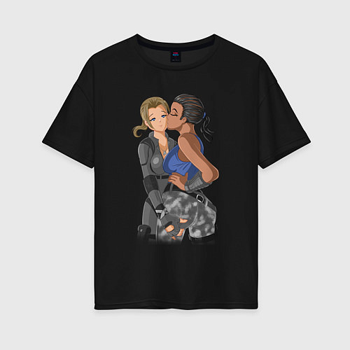 Женская футболка оверсайз Two girls by sexygirlsdraw / Черный – фото 1