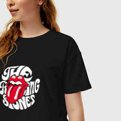 Футболка оверсайз женская Rolling Stones, Роллинг Стоунз, цвет: черный — фото 2