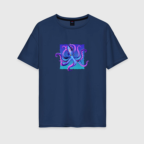 Женская футболка оверсайз Волшебный осьминог / Тёмно-синий – фото 1