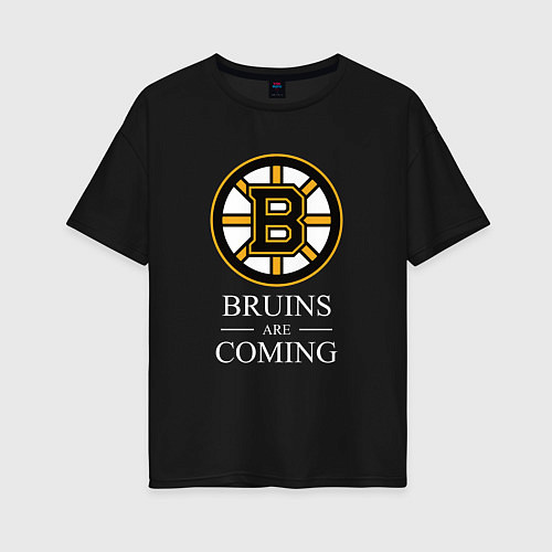 Женская футболка оверсайз Boston are coming, Бостон Брюинз, Boston Bruins / Черный – фото 1