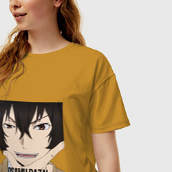 Футболка оверсайз женская Osamu Dazai - лицо, цвет: горчичный — фото 2